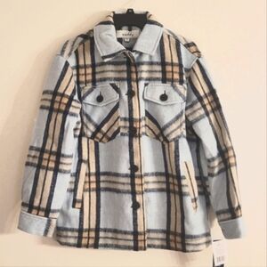 Women's Sebby Blue Plaid Lined Shacket Size Small